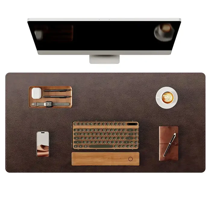 Ysagi Genuine Leather Desk Mat, 31.5‘X15.8‘ Office Desk Pad, Thick Premium Table Pad With Stitched Line, Non-Slip Laptop Writi