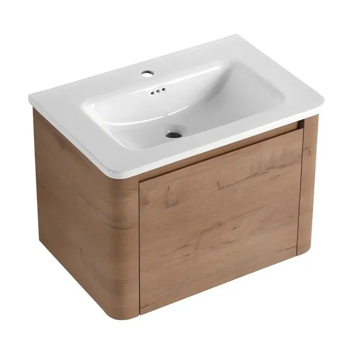 Yunus 28 in. Single Sink Folating Imitative Oak Bath Vanity with White Ceramic Top Unassembled
