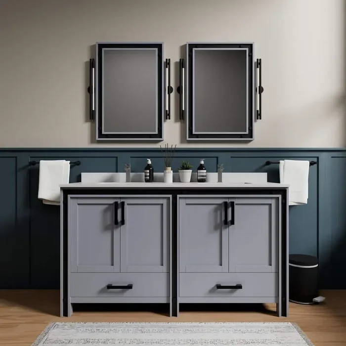 Ziva 60 in W x 22 in D Dark Grey Double Bath Vanity without Top