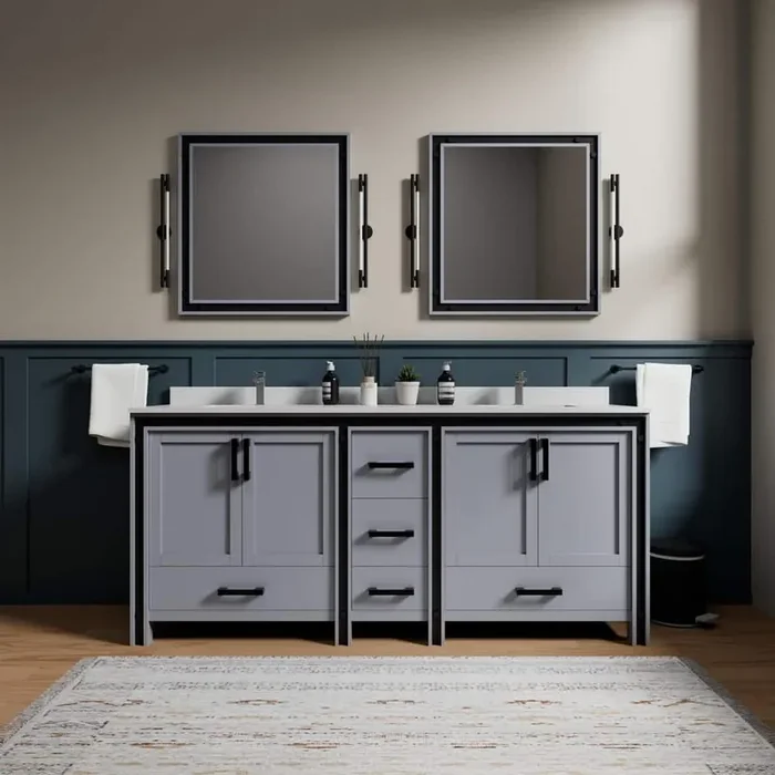 Ziva 80 in W x 22 in D Dark Grey Double Bath Vanity without Top